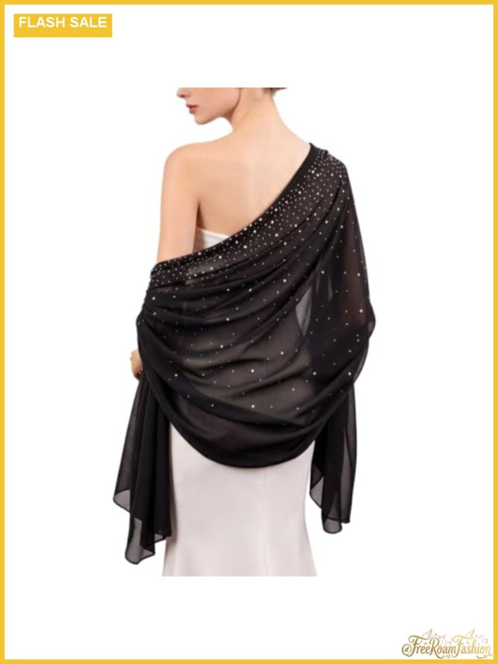 Rhinestone Chiffon Shawl Wrap Lightweight Sparkly Evening Wrap